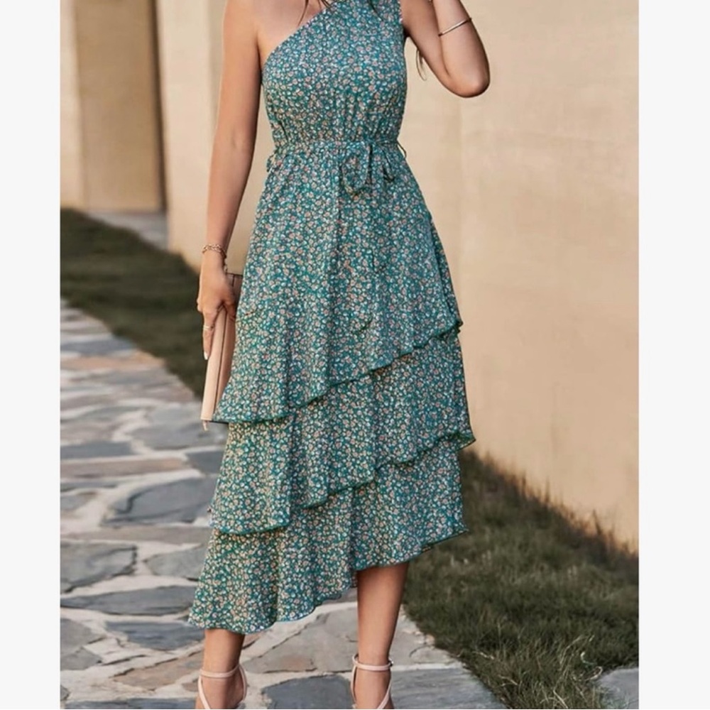 Amazon Asymmetrical Floral Blue Dress